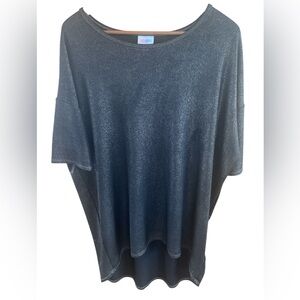 LuLaRoe Black Gold Shimmer Oversized Dolman Tunic Top Large Metallic High-Low
